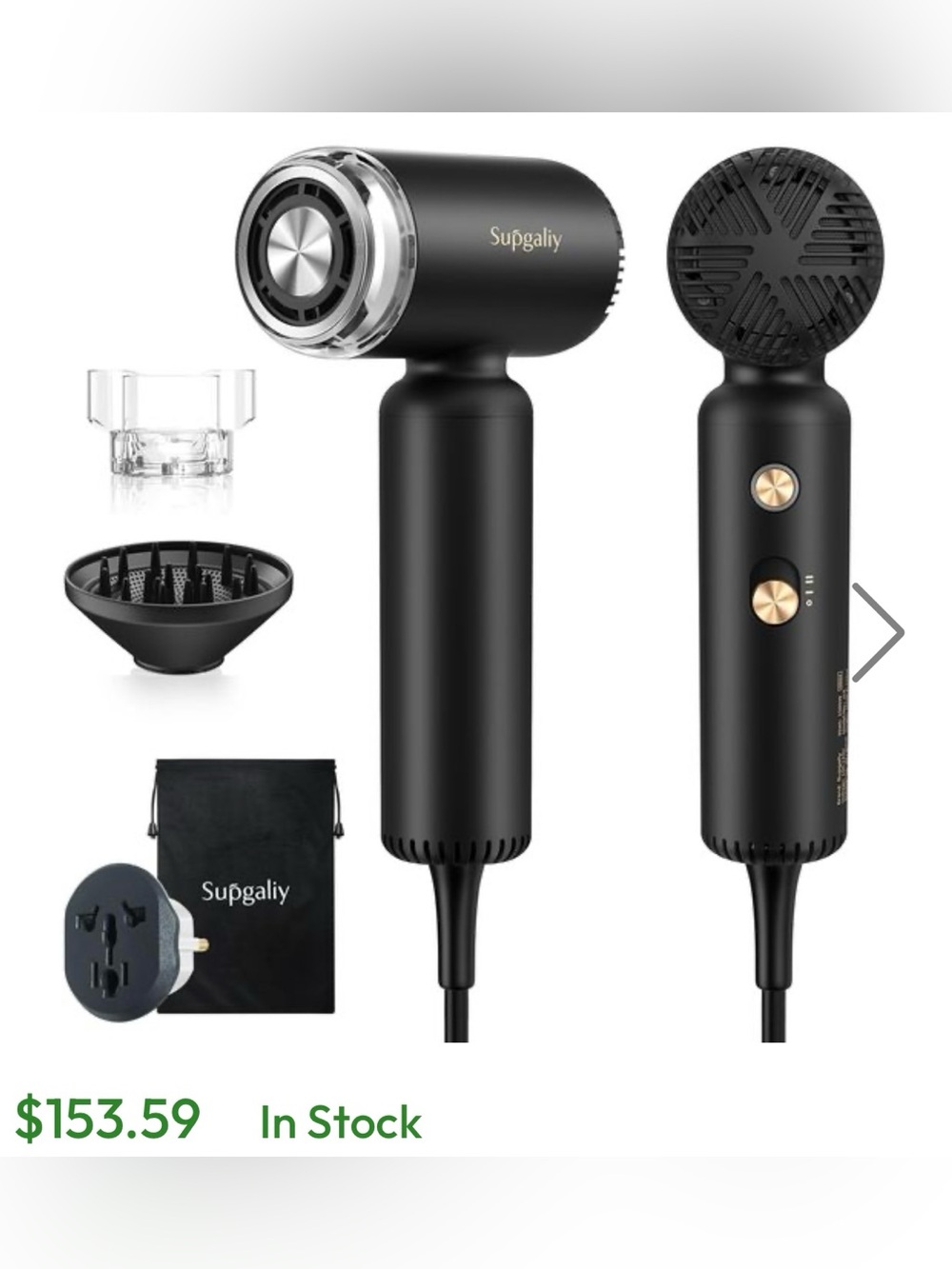 Supgaliy Super Mini High speed  Compact Hair Dryer w/ Attachments New open Box